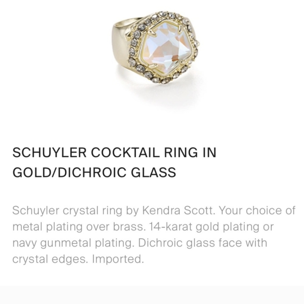 Kendra Scott Schuyler Gold Dichroic Glass Cocktail Ring size 6 - Picture 2 of 16